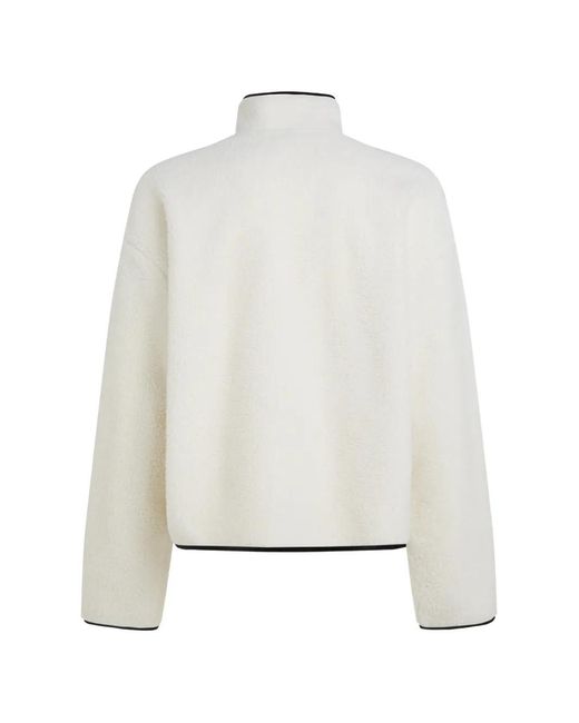 Karl Lagerfeld White Boxy Half-Zip Fleece Sweatshirt for men