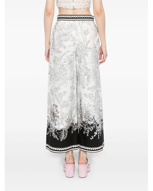 Elie Saab White Printed Cotton Pants