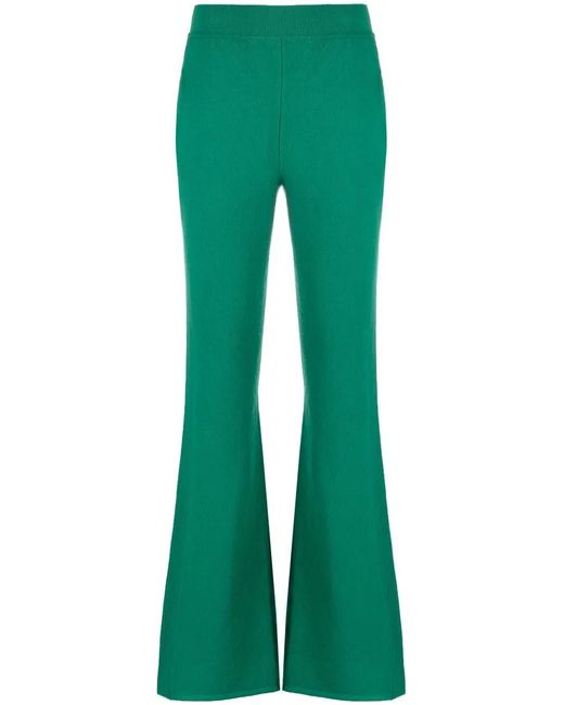 Alberta Ferretti Green Flared Fine-knit Trousers