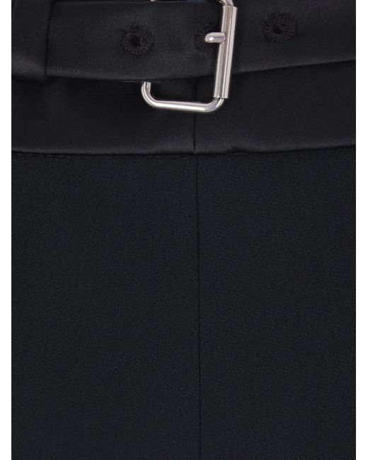 Ermanno Scervino Blue Satin-Panelled Belted Trousers