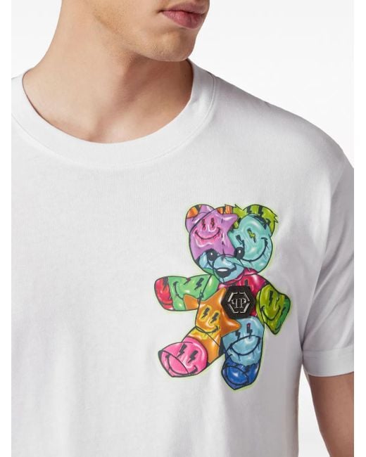 Philipp Plein White Graphic-Print Cotton T-Shirt for men