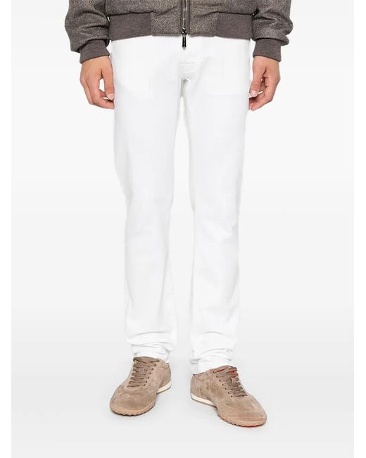 Jacob Cohen White Logo-Patch Straight-Leg Jeans for men