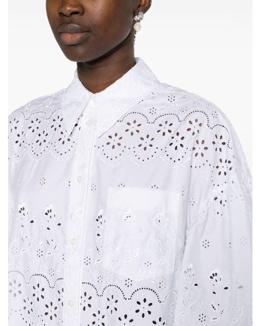 Robe-chemise en broderie anglaise Simone Rocha en coloris White