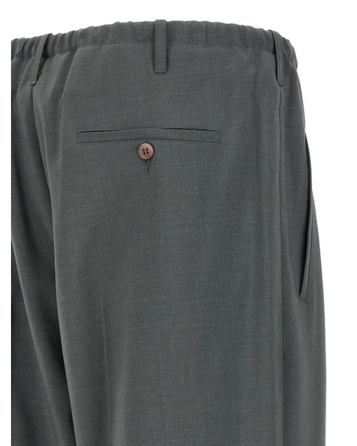 Magliano Gray Pleated-Front Turn-Up Trousers for men