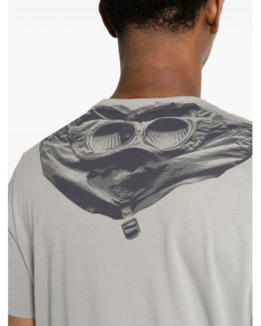 C P Company Gray Goggle-print Cotton T-shirt for men