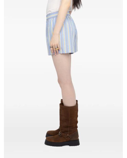 Zadig & Voltaire Blue Striped Logo Shorts