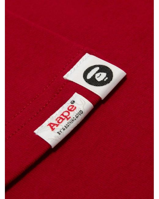 Aape By A Bathing Ape Red Moonface-Print Graphic-Print T-Shirt for men