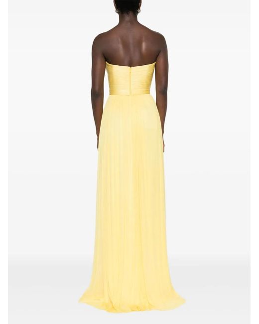 Cristallini Yellow Pandora Pleated Silk Dress