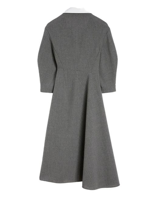 Jil Sander Gray Midikleid Mit Kontrastkragen