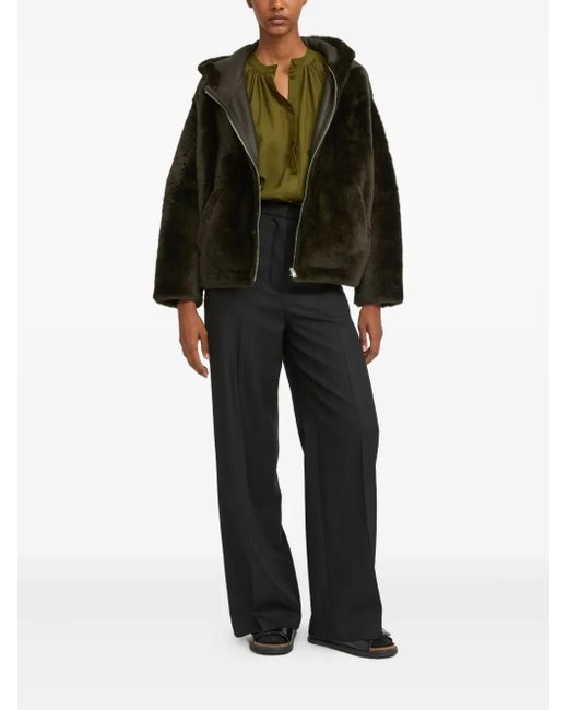 Yves Salomon Black Hooded Shearling Jacket