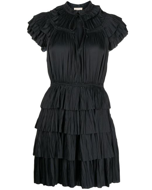 Ulla Johnson Black Vesna Ruffled Mini Dress