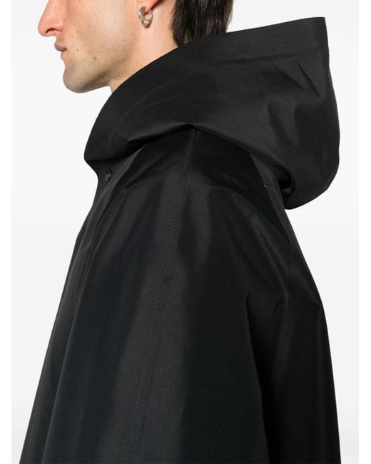 Balenciaga Black Raglan-Sleeve Hooded Raincoat for men