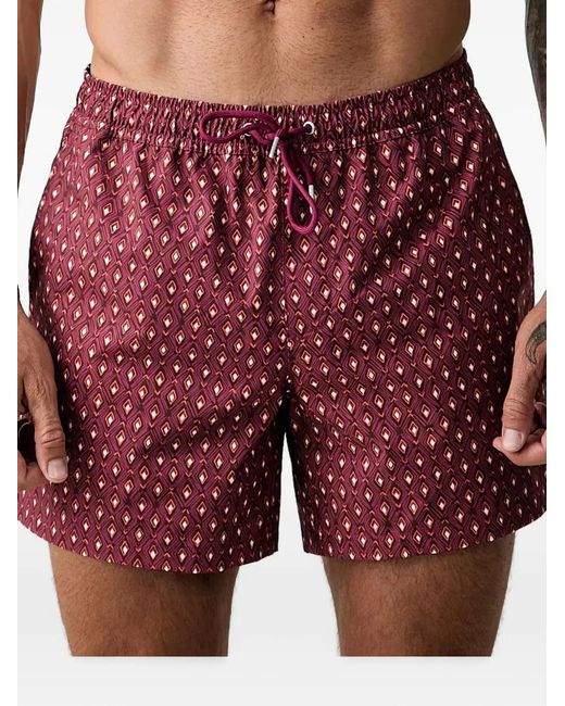 Marc O' Polo Red Geometric-Print Drawstring Swim Shorts for men