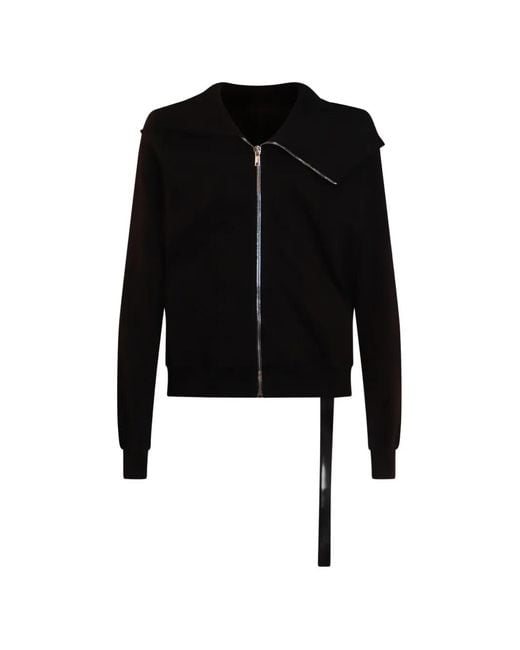 Rick Owens Black Asymmetric-Zip Sweatshirt for men