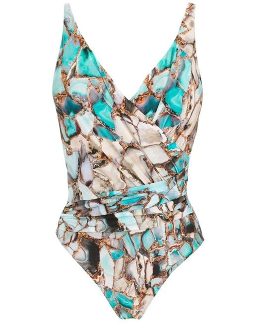 Maillot De Bain Maisa À Imprimé Marbré Lygia & Nanny en coloris Blue