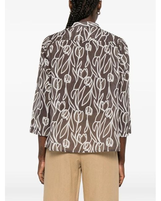 Whyci White Floral-Print Shirt