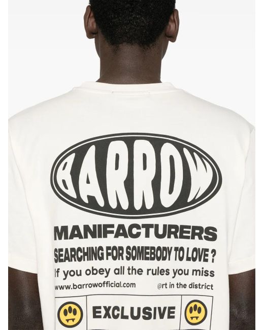 Barrow White Logo-Print T-Shirt