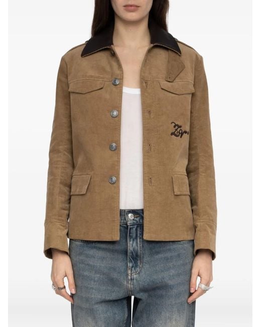 Zadig & Voltaire Brown Veram Jacke Mit Cordstickerei