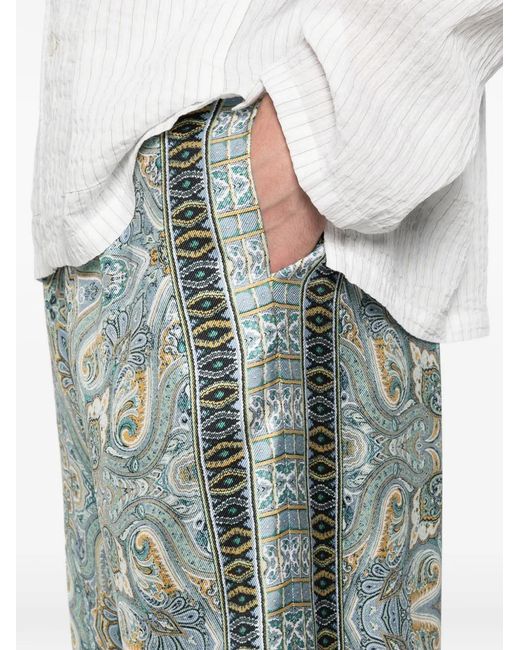 Etro Blue Paisley-Print Trousers for men