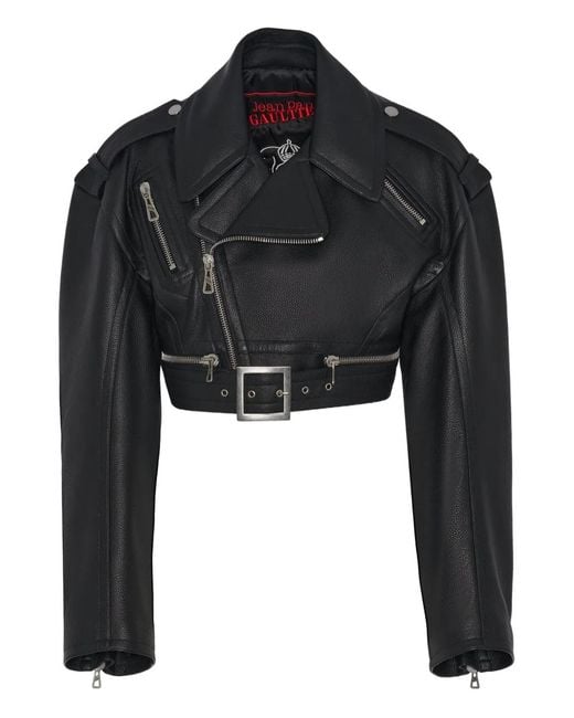 Jean Paul Gaultier Black Cropped Leather Jacket
