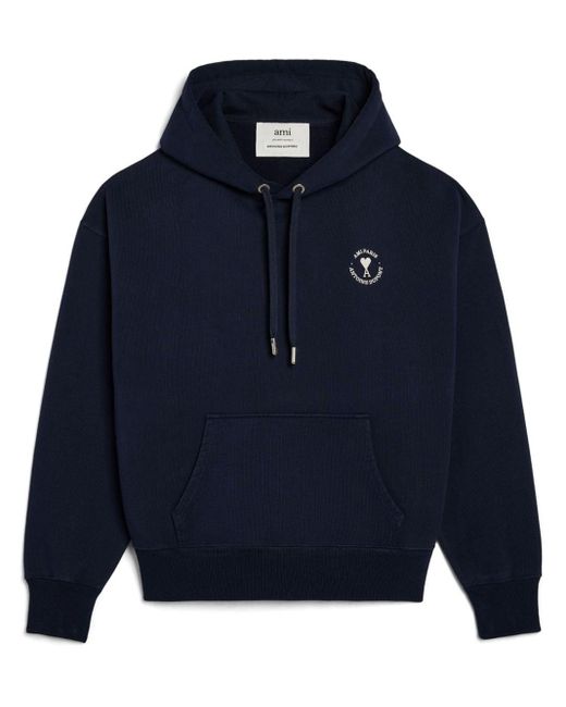 AMI Blue X Antoine Dupont Logo-embroidered Hoodie