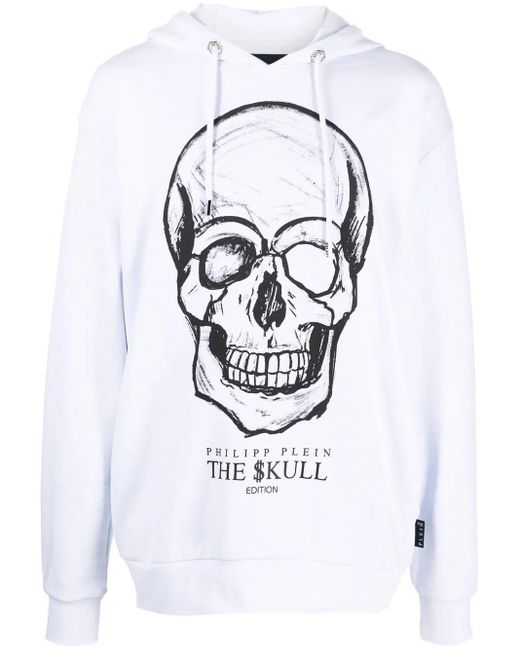 メンズ Philipp Plein スカルプリント パーカー White