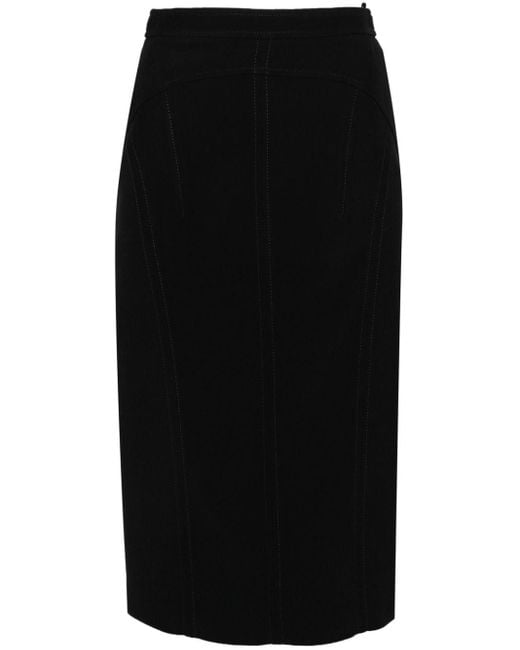Plus Size Zip Up Faux Leather Midi Skirt - Burgundy – Curvy Sense