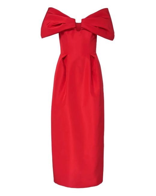 Abito Midi Con Spalle Scoperte di Carolina Herrera in Red