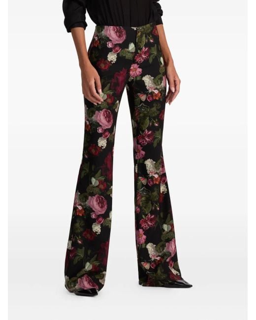 Pantaloni Svasati Teeny A Fiori di Alice + Olivia in Black