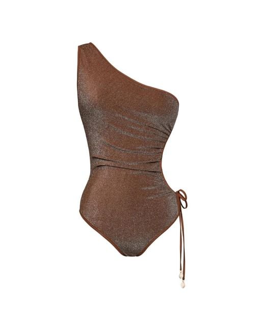 Johanna Ortiz Brown Whispering One-Shoulder One Piece