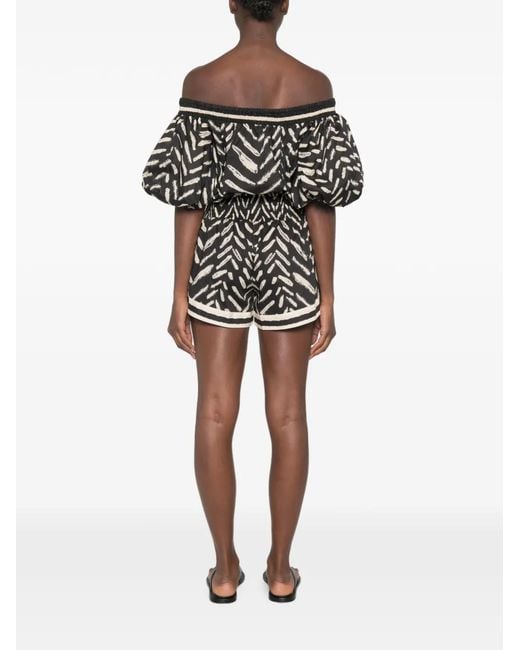 Johanna Ortiz Black Geometric-Pattern Jumpsuit