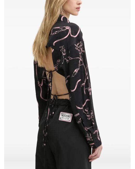Moschino Black Floral-Print Shirt