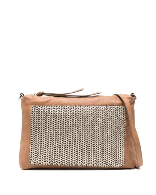 SOMMET Gray Schultertasche mit gewebtem Einsatz