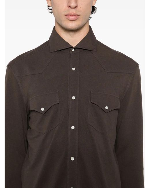 Brunello Cucinelli Brown Cotton Shirt for men