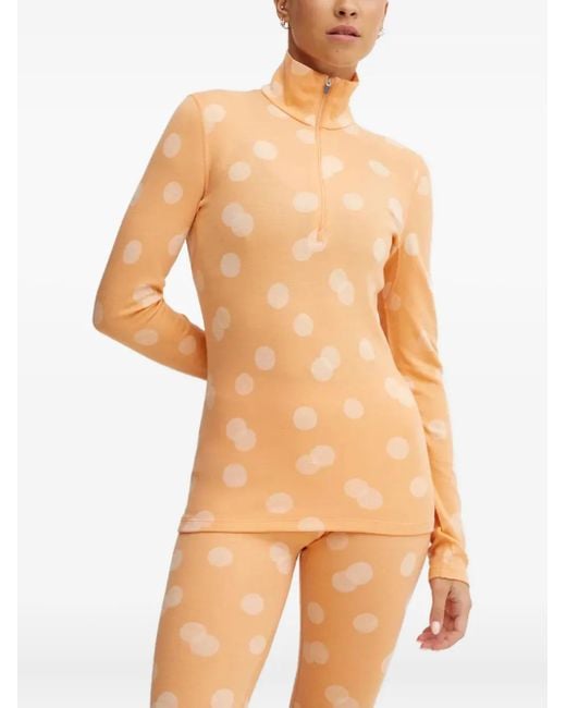 Icebreaker Women's Orange Zip-Neck Ski Top