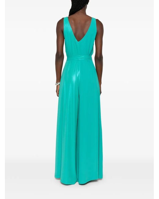 LE_RJTANGE® Blue Tuta V-Neck Belted Trousers