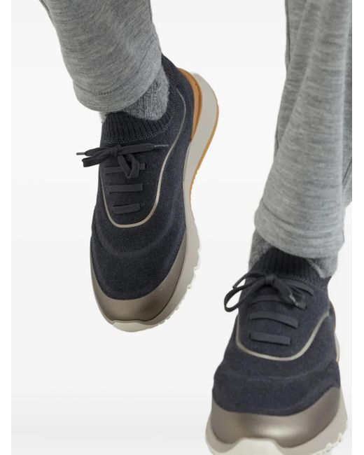 メンズ Brunello Cucinelli ニット スリッポンスニーカー Blue
