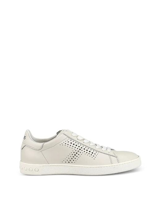 Tod's White Logo-Detail Round-Toe Sneakers