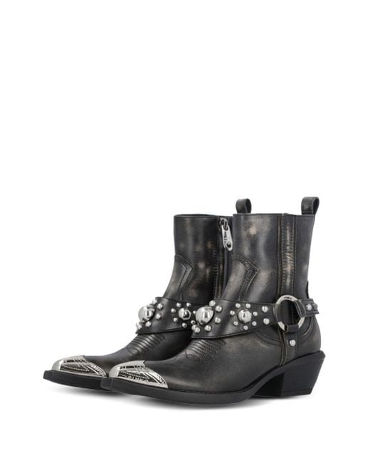 Pinko Black Tex Leather Ankle Boots