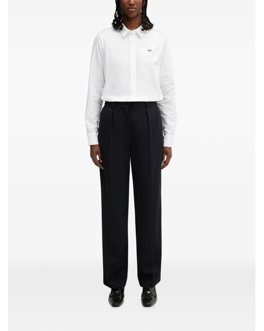 Lacoste White Logo-Patch Button-Down Shirt