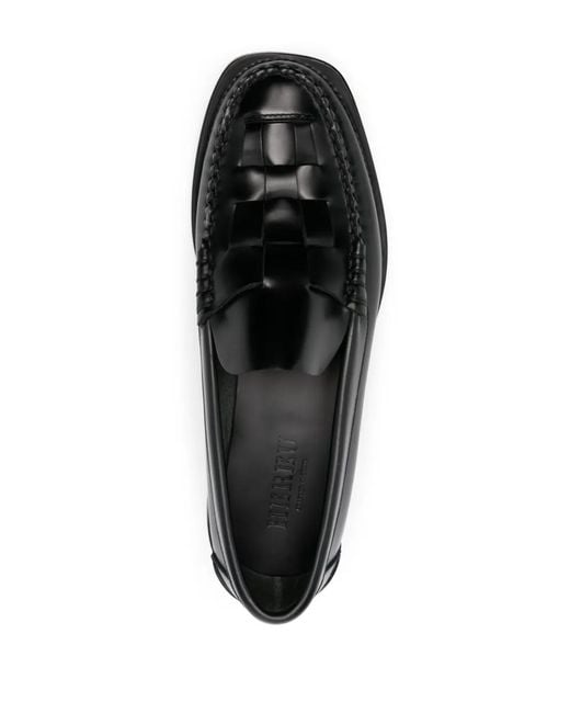 Hereu Black Nombela Interwoven Leather Loafers for men