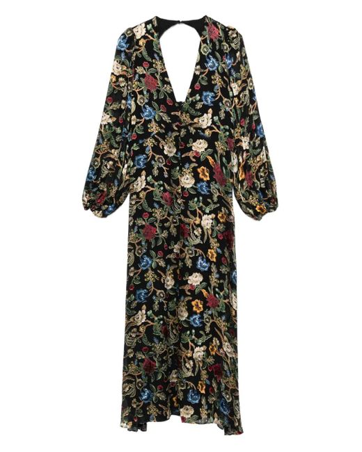 Alice + Olivia Black Asymmetrisches Kleid mit Blumen-Print