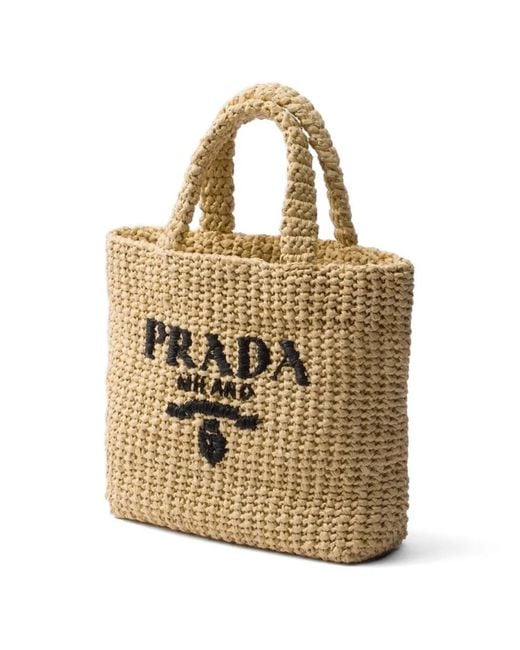 Prada Metallic Small Crochet Tote Bag