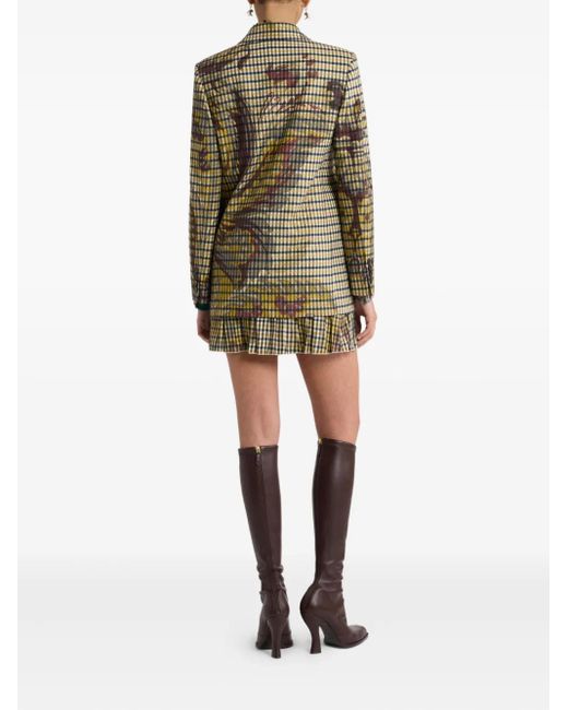 Etro Yellow Gingham Floral-Print Jacket