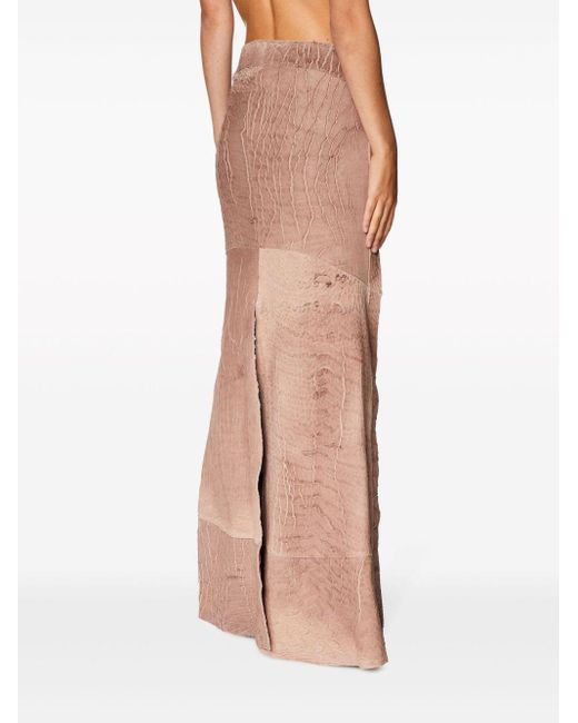 DIESEL Pink Maxi Skirt In Cracked Leather