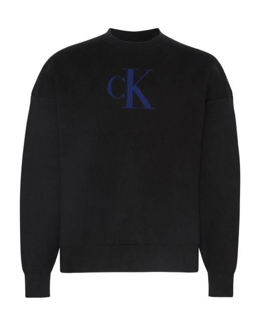Calvin Klein Black Monogram Logo Sweater for men