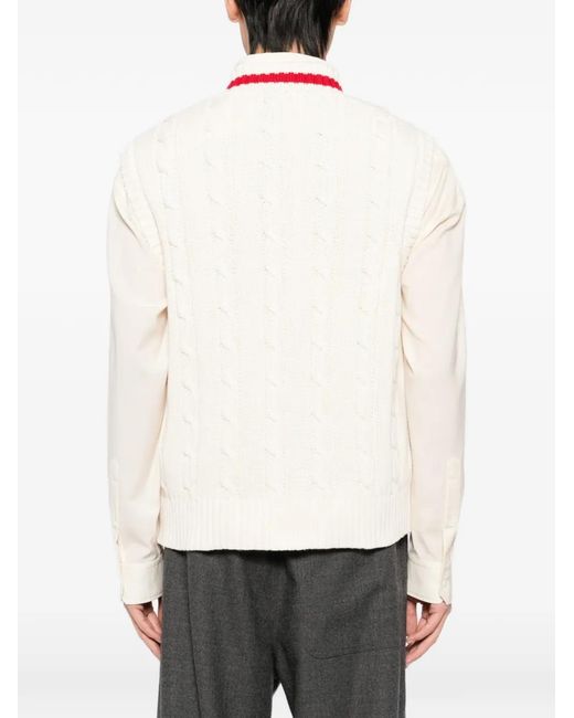 Thames MMXX White Gilet En Maille À Logo Appliqué for men
