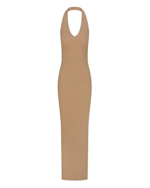ÉTERNE Natural Halter maxi dress