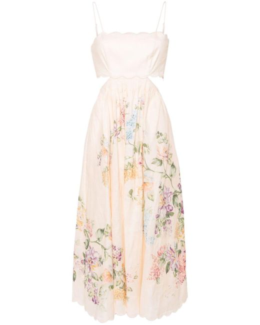 Zimmermann Natural Halliday Kleid mit Blumen-Print