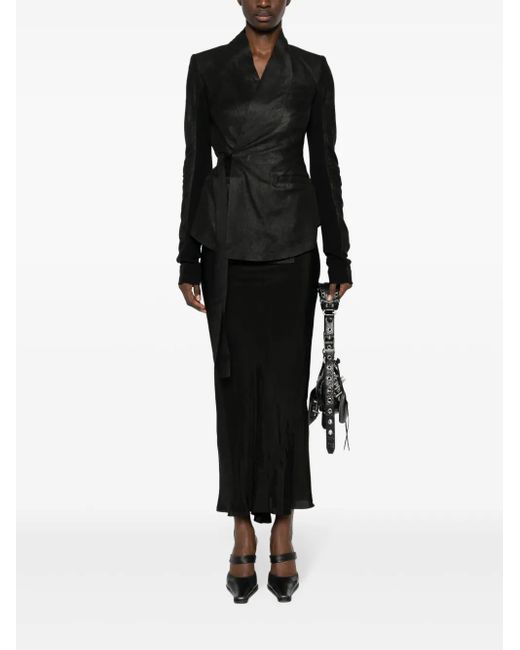 Rick Owens Black Jacket With Crackle Effect